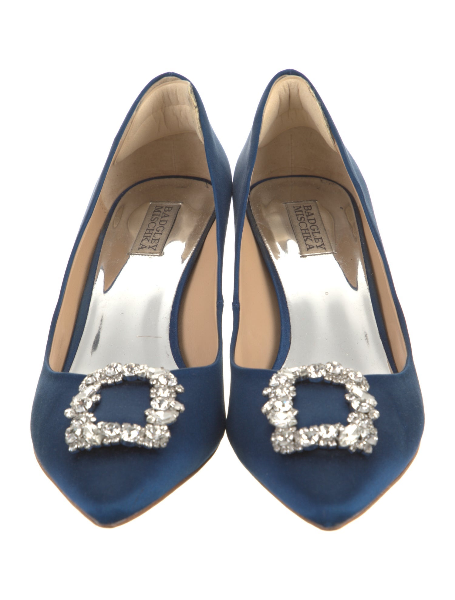 Badgley Mischka Satin Crystal Embellishments Pumps